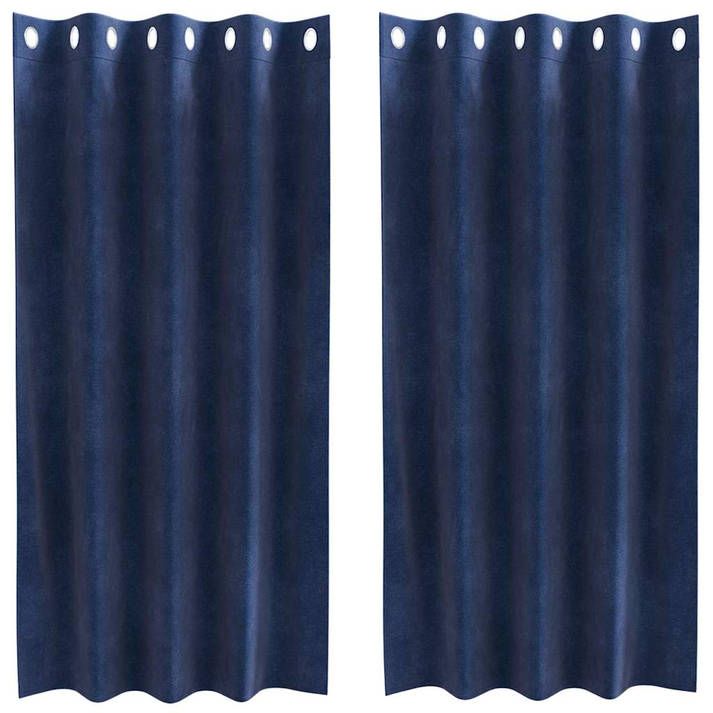 Vidaxl verduisterende gordijnen 2 pcs donkerblauw 140 x 175 cm fluweel