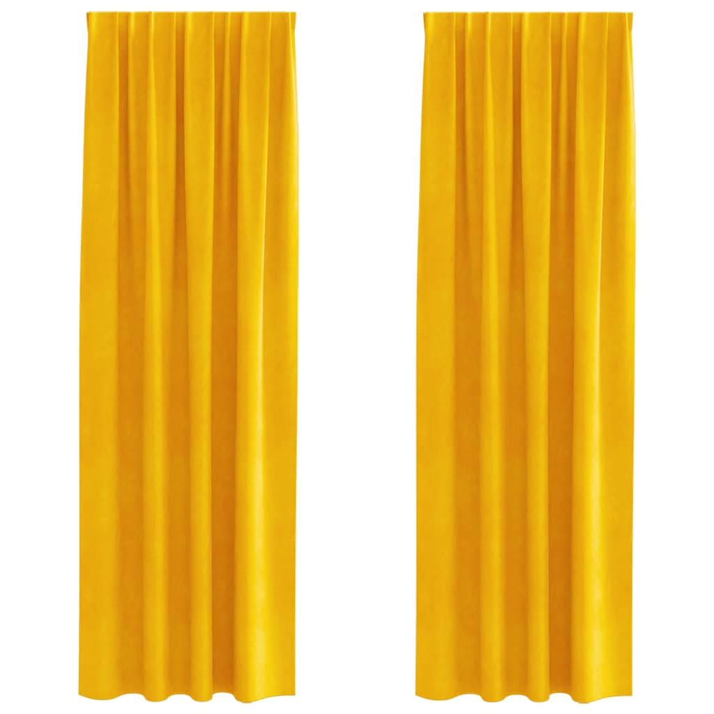 Vidaxl verduisterende gordijnen 2 pcs mosterdgeel 140 x 245 cm fluweel