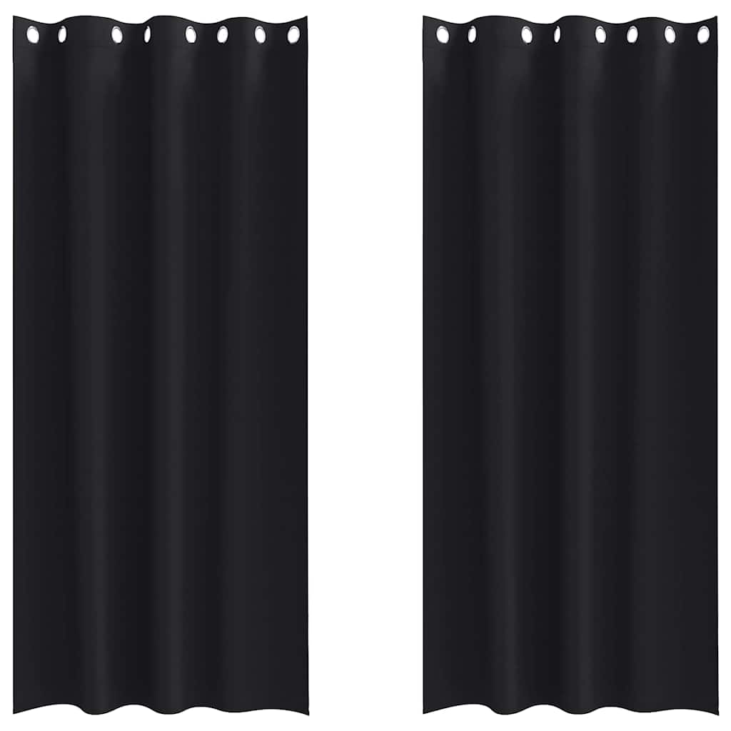 Vidaxl zwart-out gordijnen met ringen 2 pcs zwart 225 x 140 cm