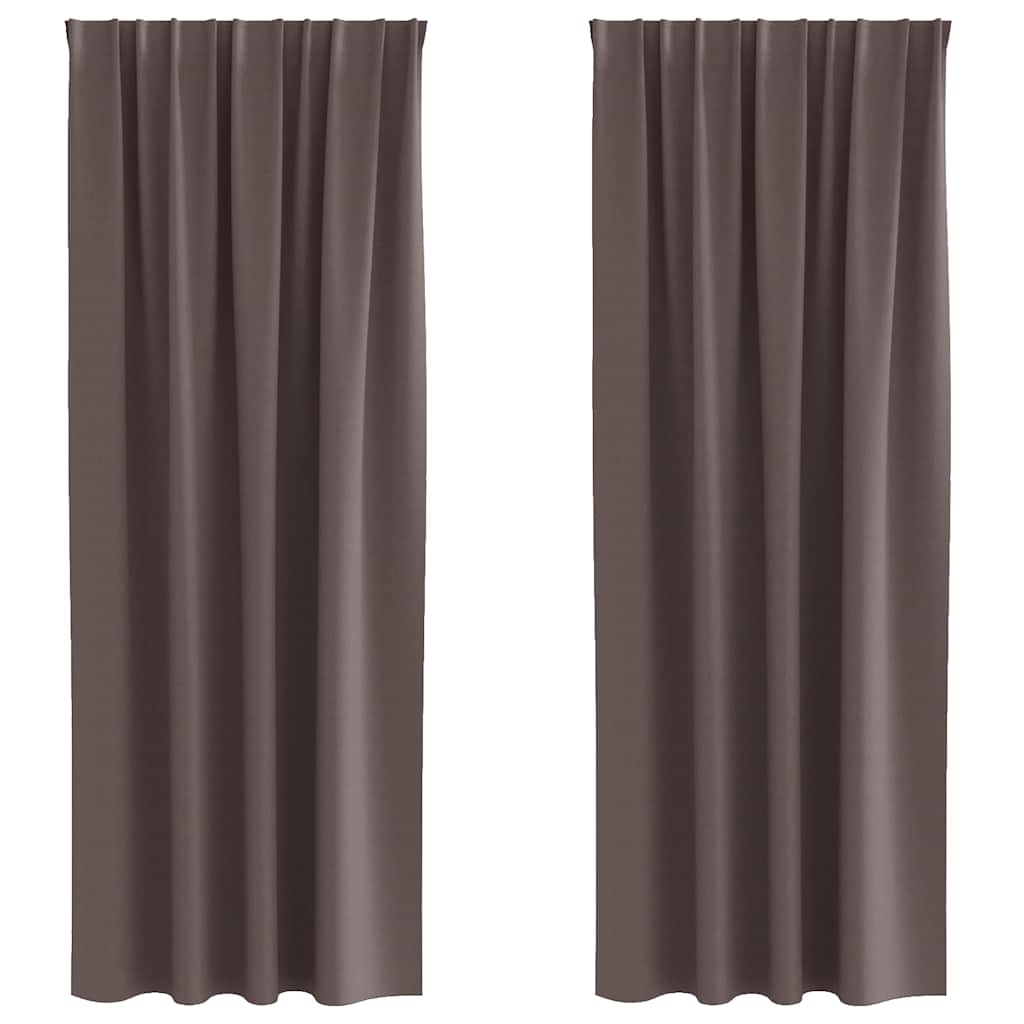 Vidaxl zwart-out gordijnen met ringen 2 pcs donkerbruin 245 x 140 cm