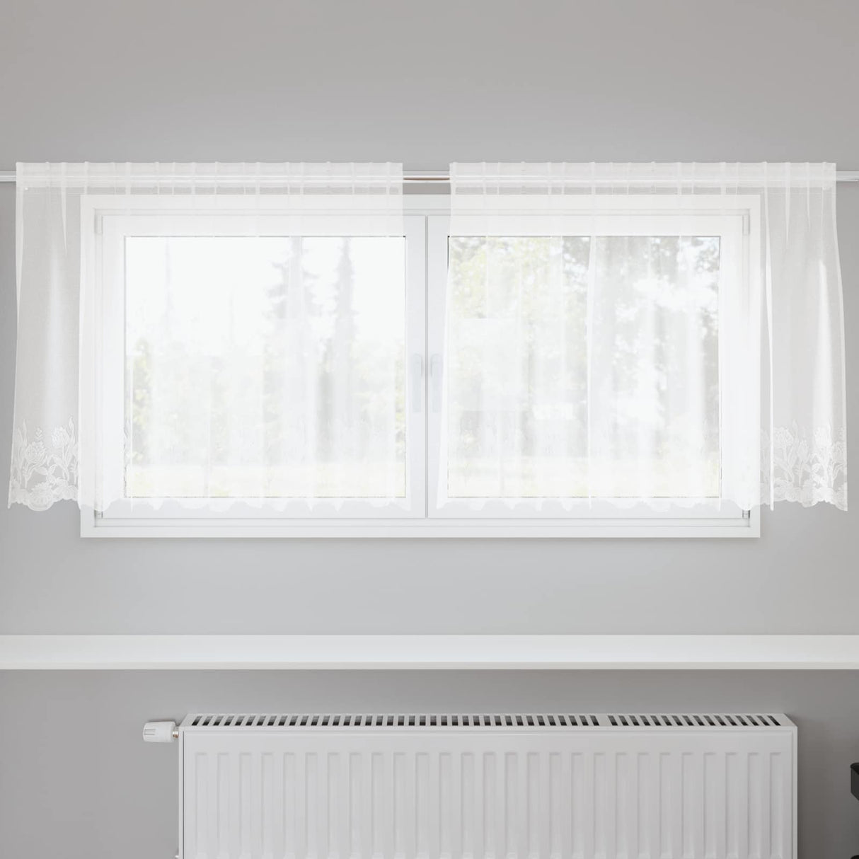 Vidaxl kantgordijn met gordijnen bloemen wit 100 x 200 cm polyester