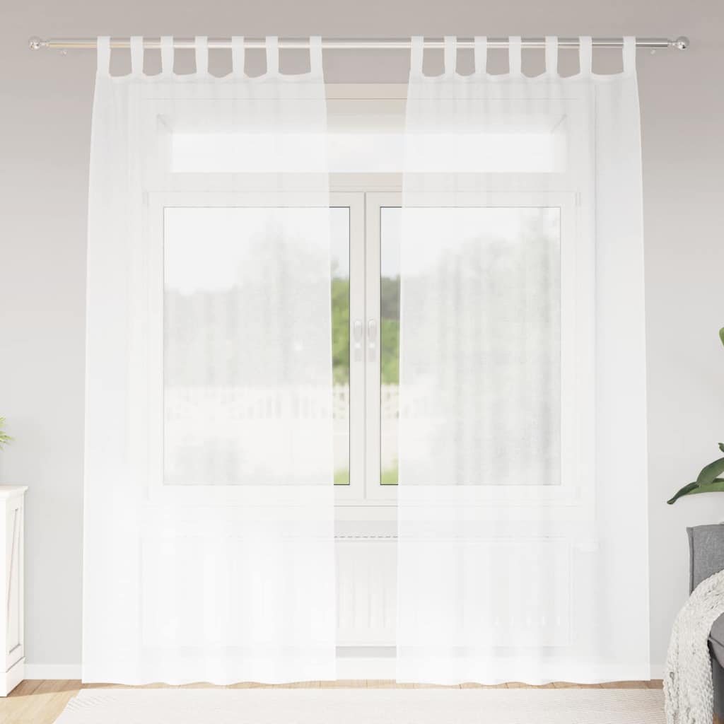 Vidaxl voile gordijn met gordijnen 2 pcs wit 260 x 140 cm polyester