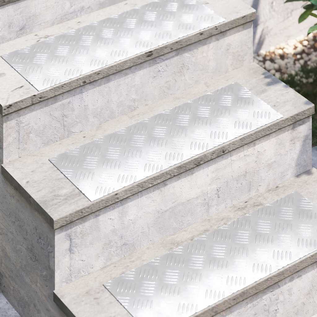 Vidaxl trap tread rechthoekig 4 pcs zilver 60 x 20 cm aluminium