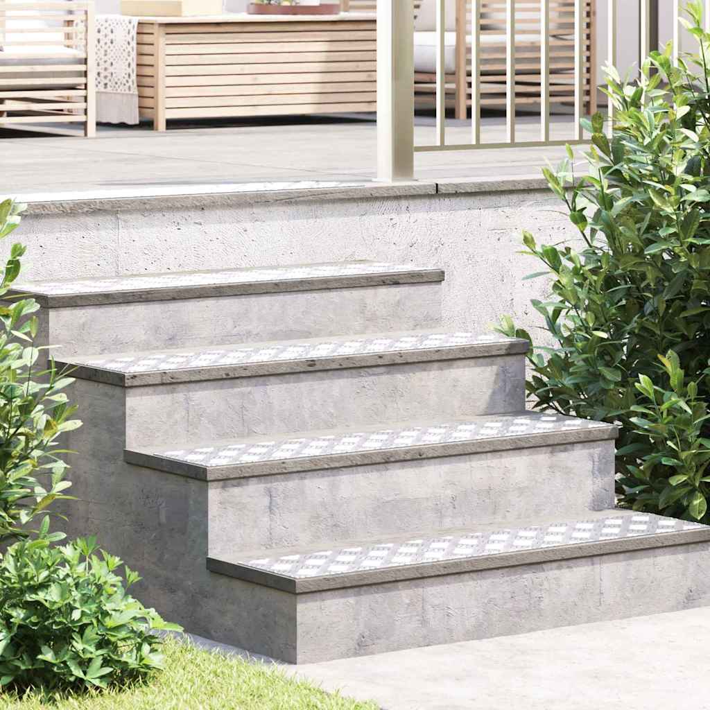 Vidaxl trap tread rechthoekig 4 pcs zilver 100 x 20 cm aluminium