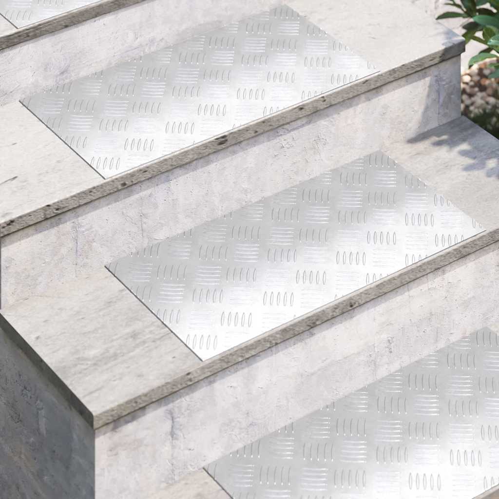 Vidaxl trap tread rechthoekig 2 pcs zilver 60 x 30 cm aluminium