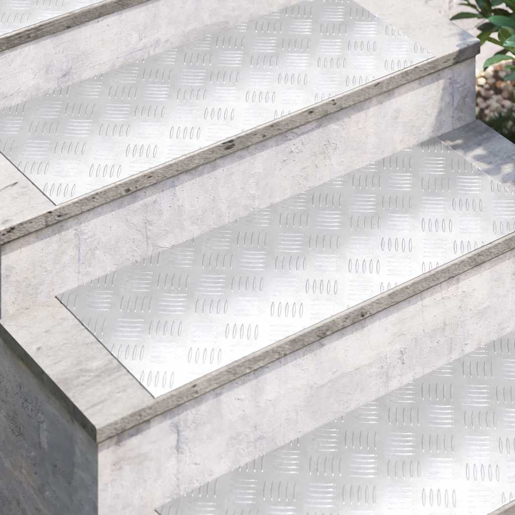 Vidaxl trap tread rechthoekig 2 pcs zilver 80 x 30 cm aluminium