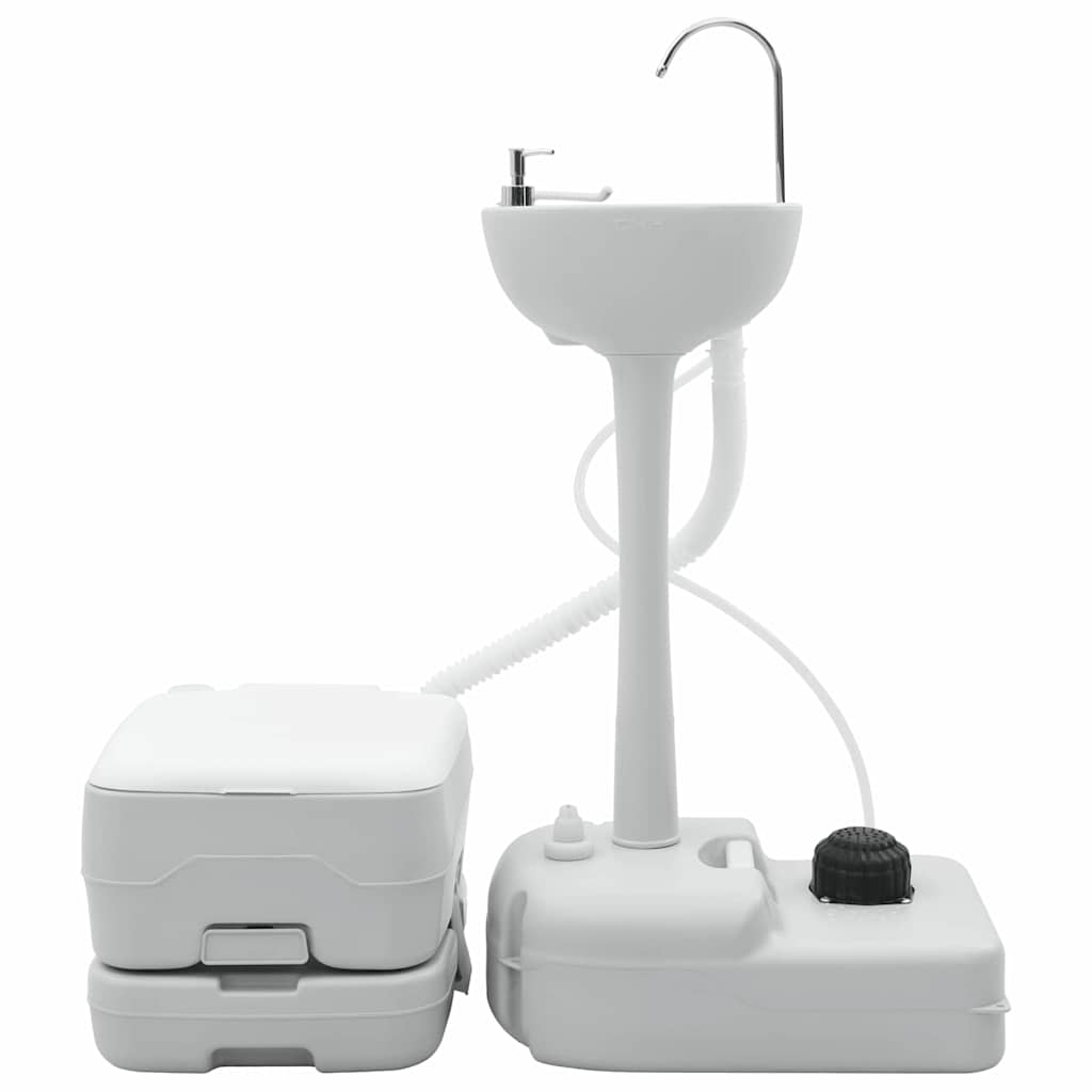 Vidaxl camping toilet set 2 pcs grijs en wit