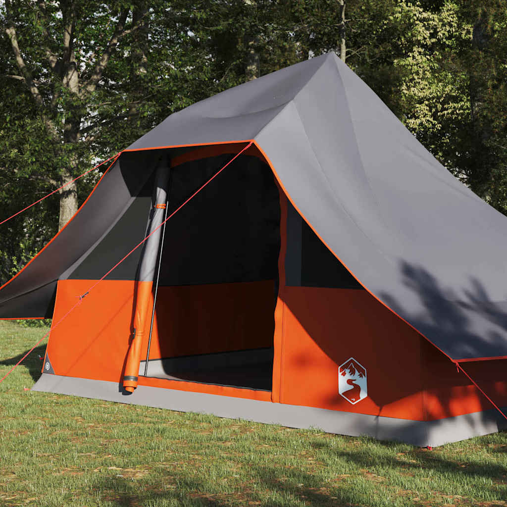Vidaxl tipi tent met dak grijs en oranje 364 x 281 x 257 cm taft