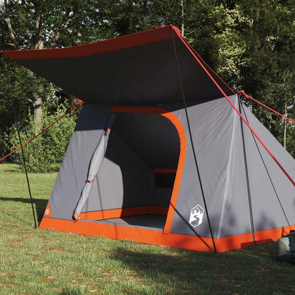 Vidaxl camping tent met dak grijs en oranje 282 x 225 x 154 cm taft