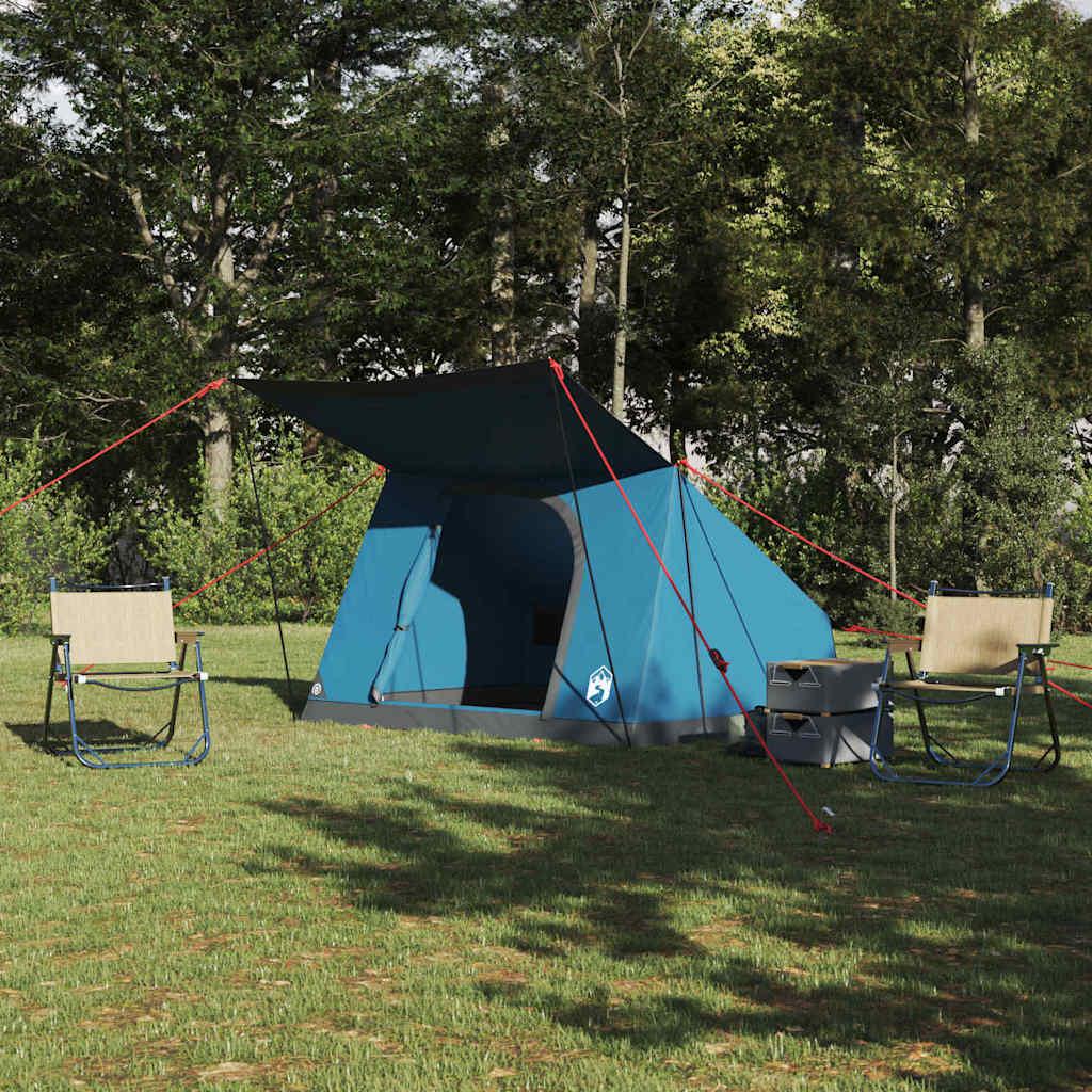 Vidaxl camping tent met dak met opslag blauw 223 x 163 x 130 cm taft