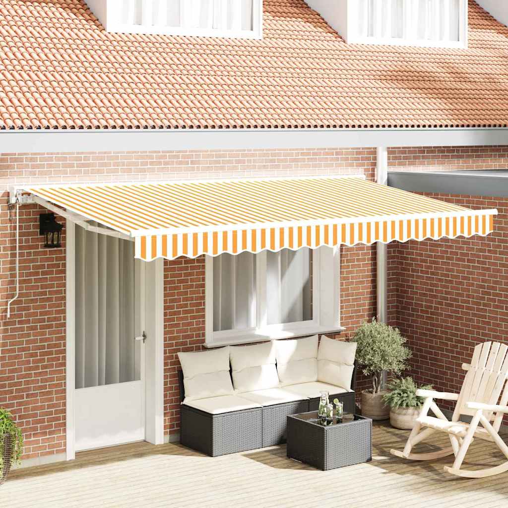 Vidaxl inklapbaar zonnescherm geel en wit 350 x 200 cm