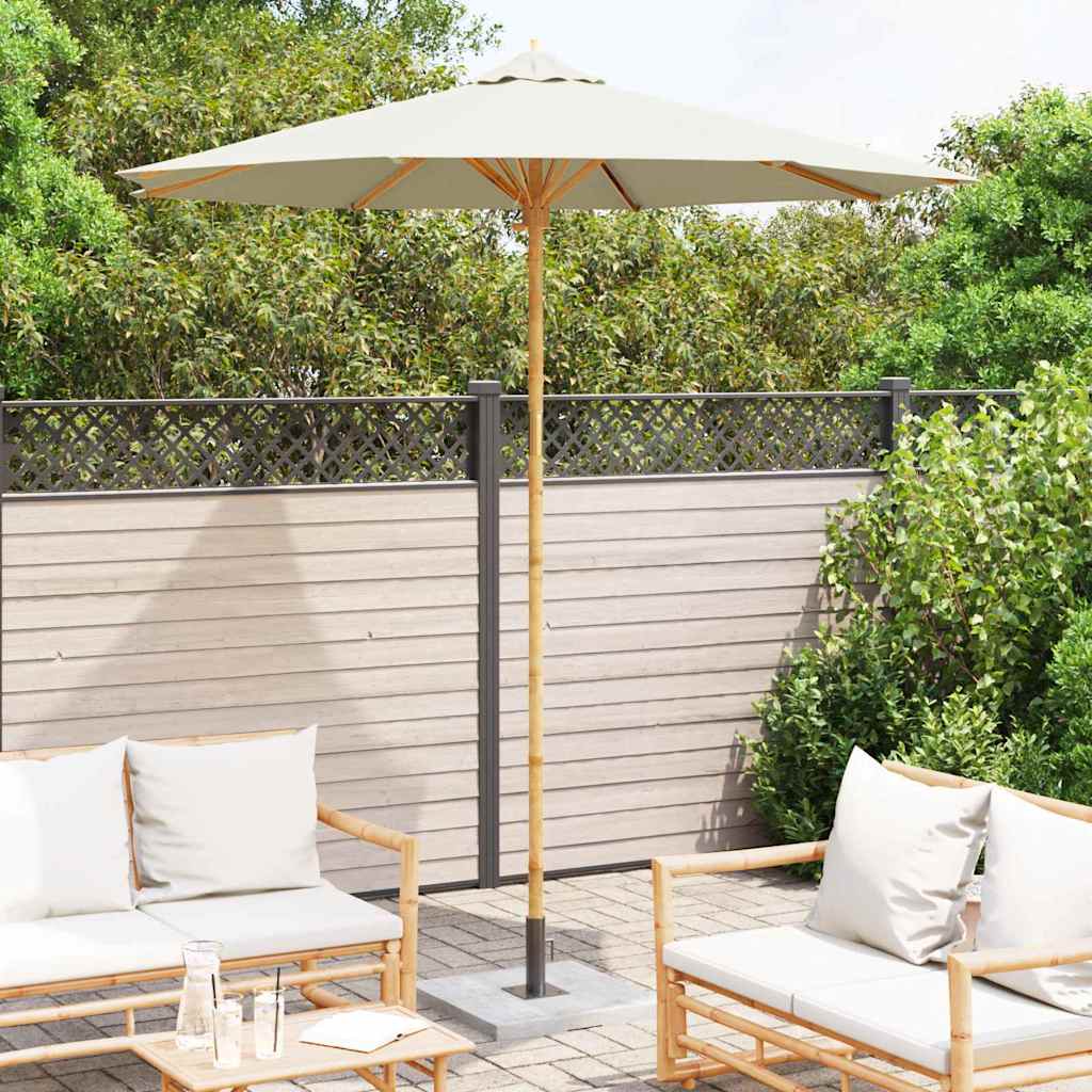 Vidaxl tuinparasol crème wit ø 270 x 260 cm bamboe