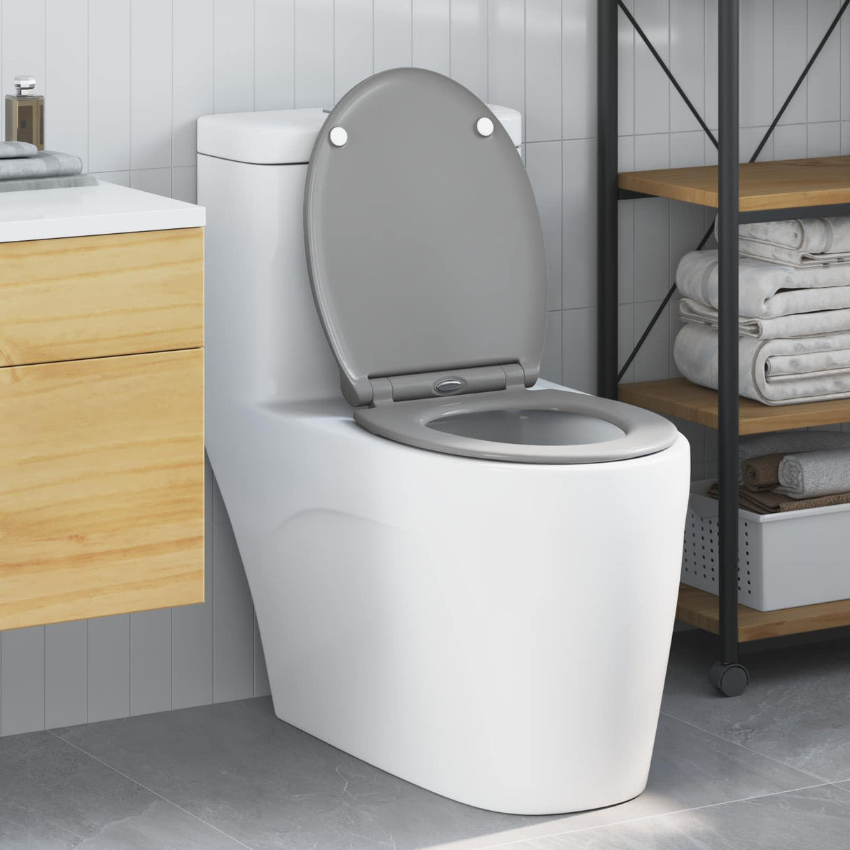 Vidaxl toiletzitting grijs 47 x 37,5 x 3,8 cm duroplast