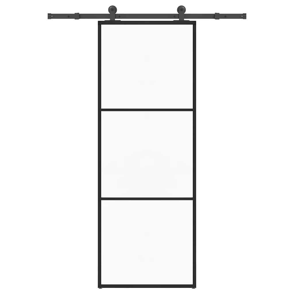 Vidaxl schuifdeur met beslag 76x205 cm esg-glas en aluminium