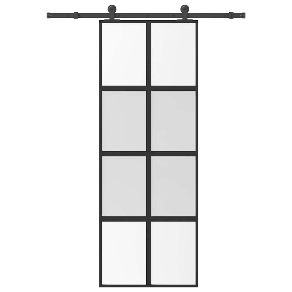 Vidaxl schuifdeur met beslag 76x205 cm gehard glas en aluminium