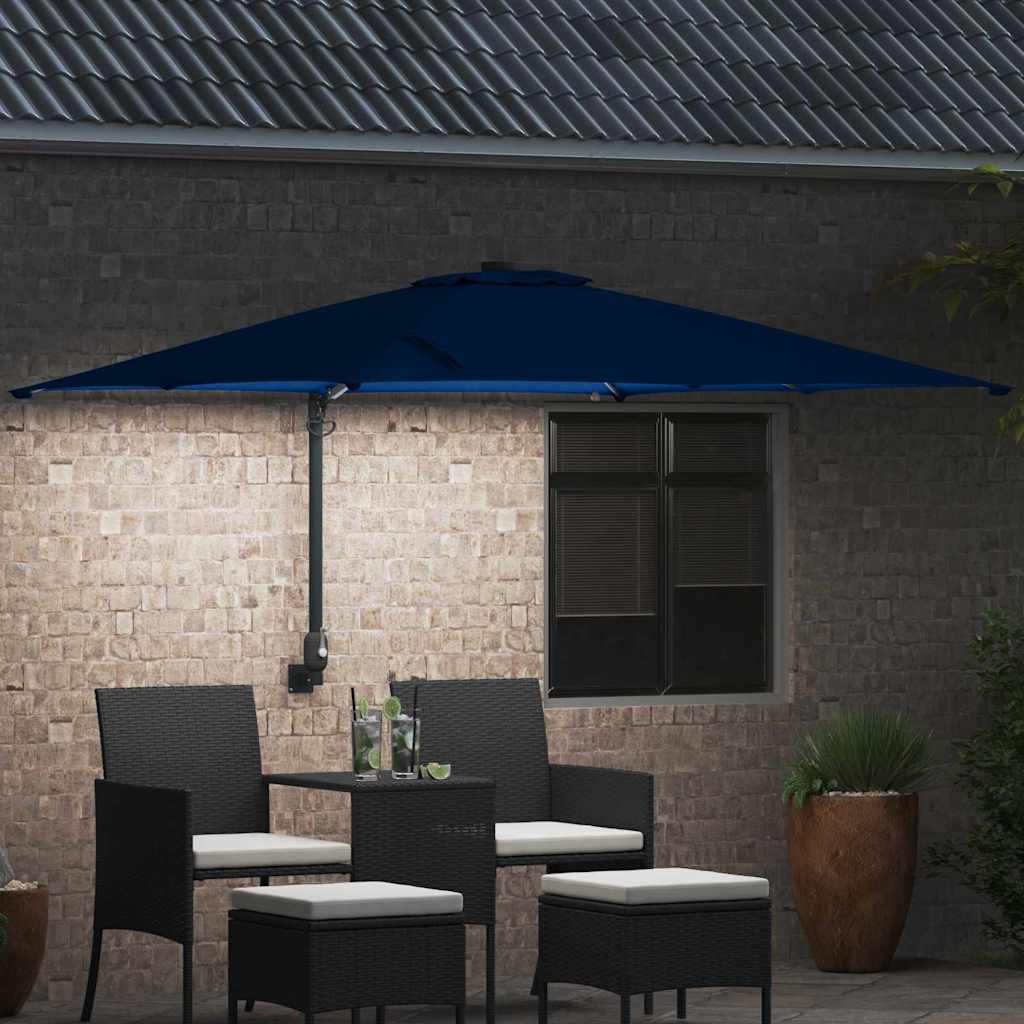 Vidaxl tuinparasol azurblauw 248,5 x 247,5 x 160 cm polyester en staal