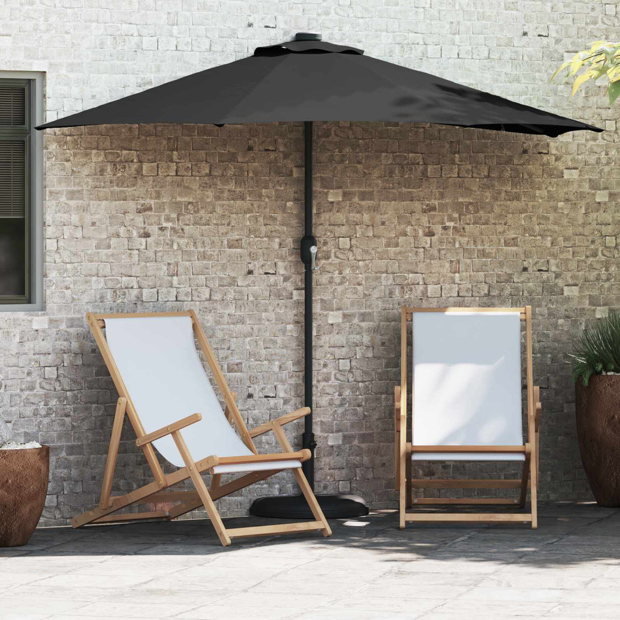 Vidaxl tuinparasol zwart 294 x 150 x 224 cm polyester en staal