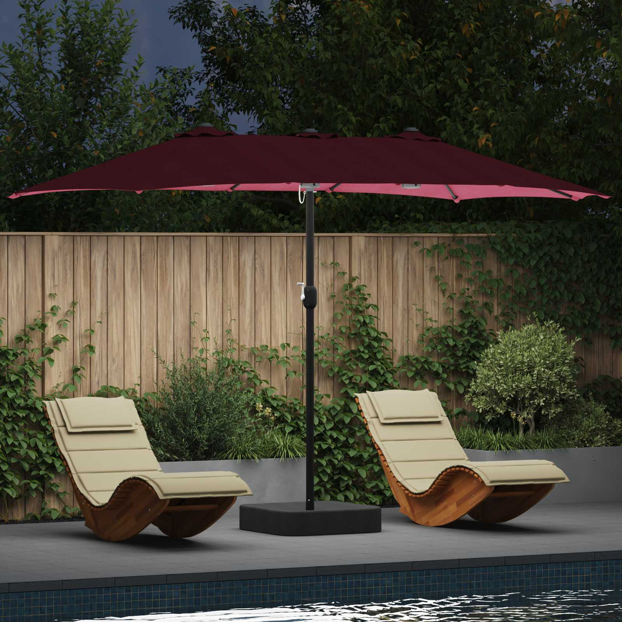 Vidaxl tuinparasol bordeaux rood 385 x 209 x 244 cm polyester