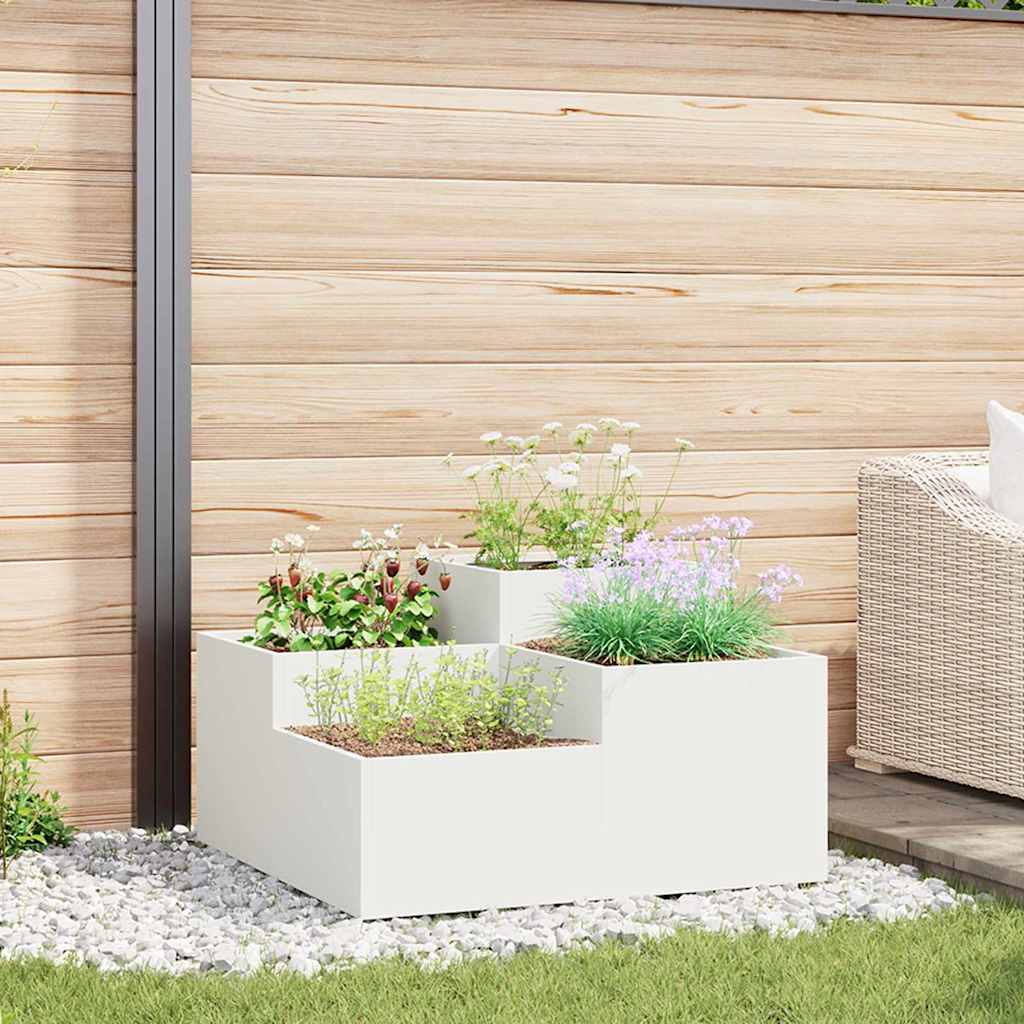 Vidaxl tuin bloempot wit 80 x 80 x 48 cm staal