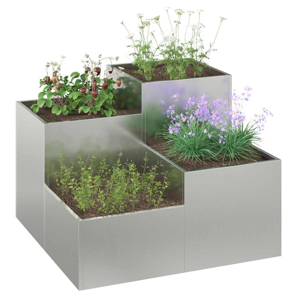 Vidaxl tuin bloempot zilver 100 x 100 x 60 cm gegalvaniseerd staal