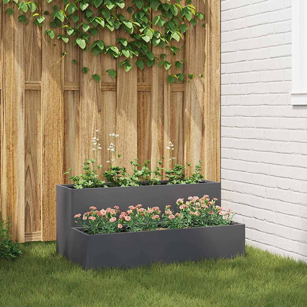 Vidaxl tuin bloempot antraciet 100 x 60 x 45 cm koudgewalst staal