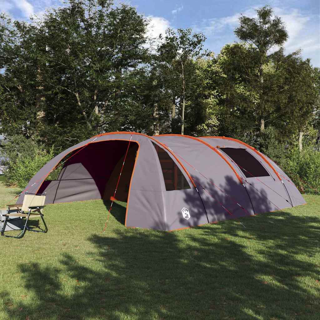 Vidaxl tunneltent met dak grijs en oranje 700 x 590 x 215 cm