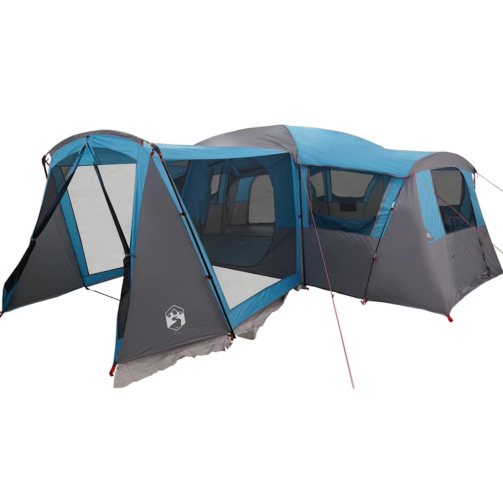 Vidaxl gezinstent met dak met opslag blauw en grijs 745 x 700 x 217 cm