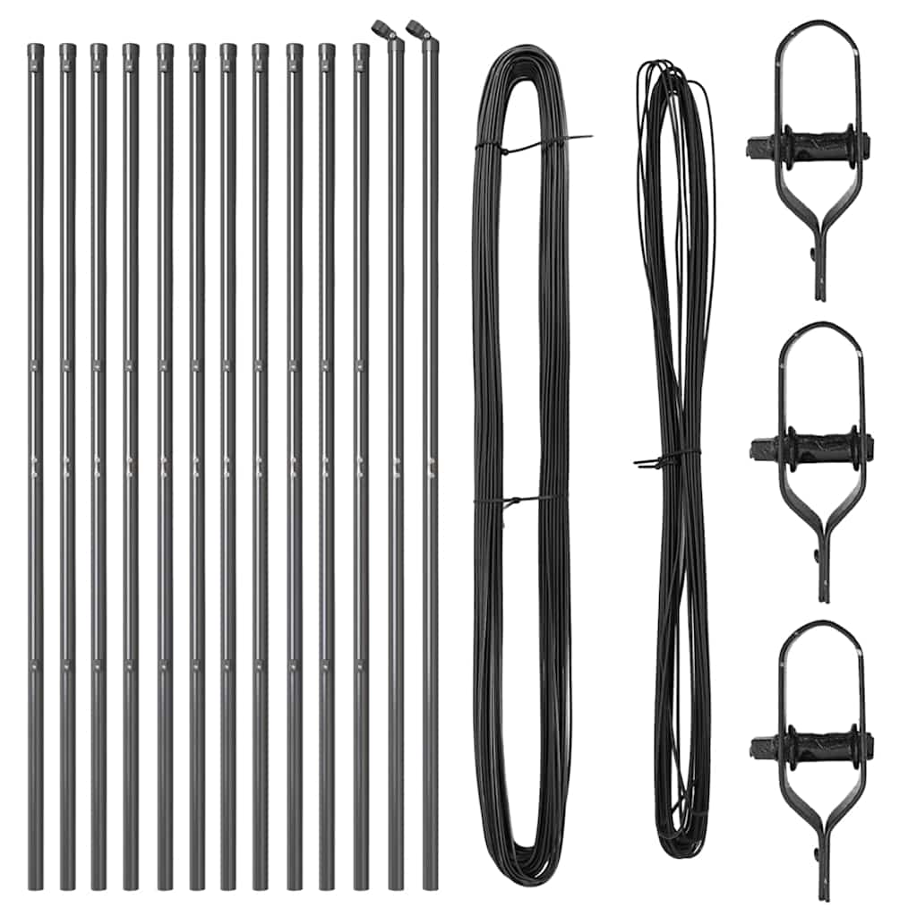 Vidaxl afrasteringspaal 13 pcs grijs staal
