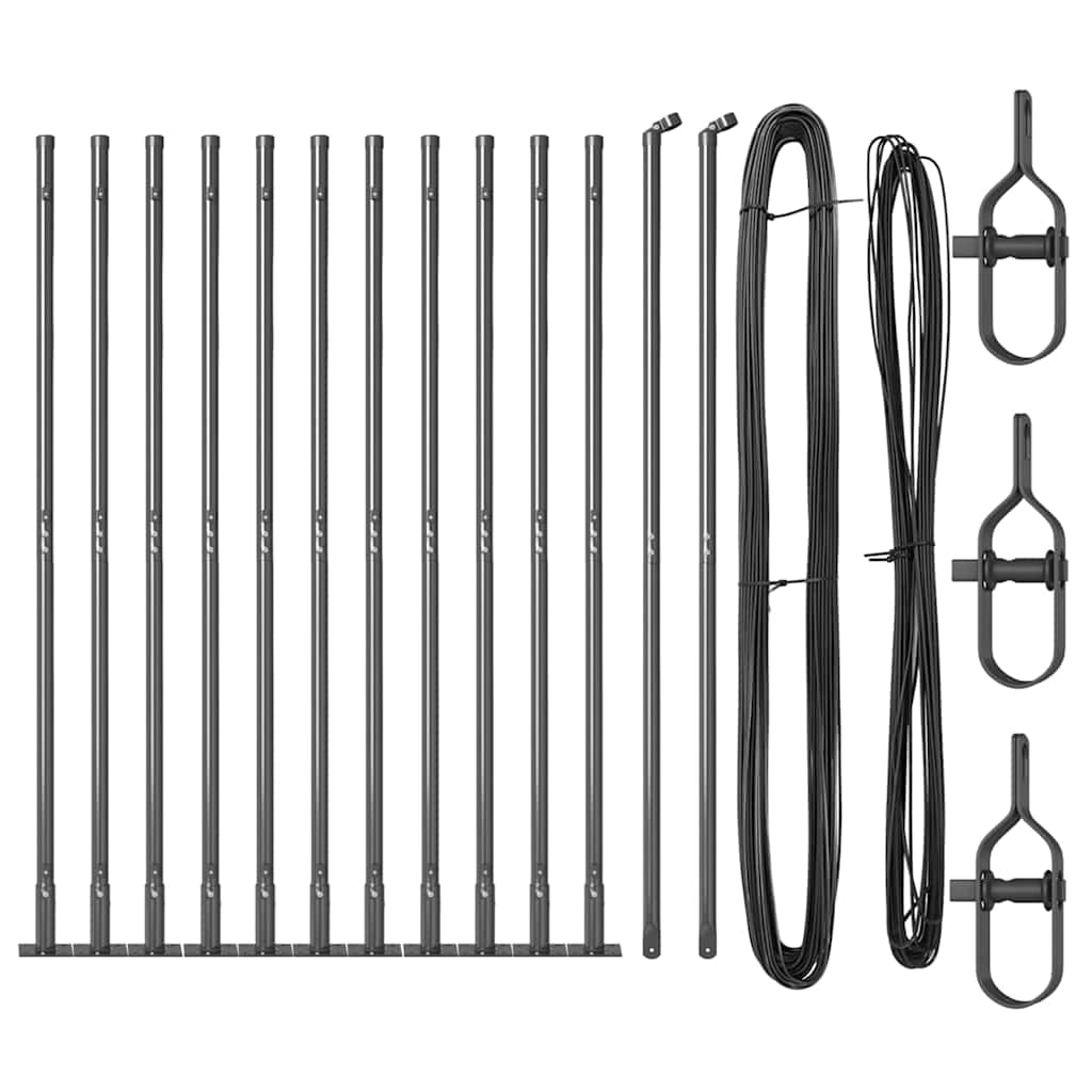 Vidaxl afrasteringspaal 13 pcs grijs staal