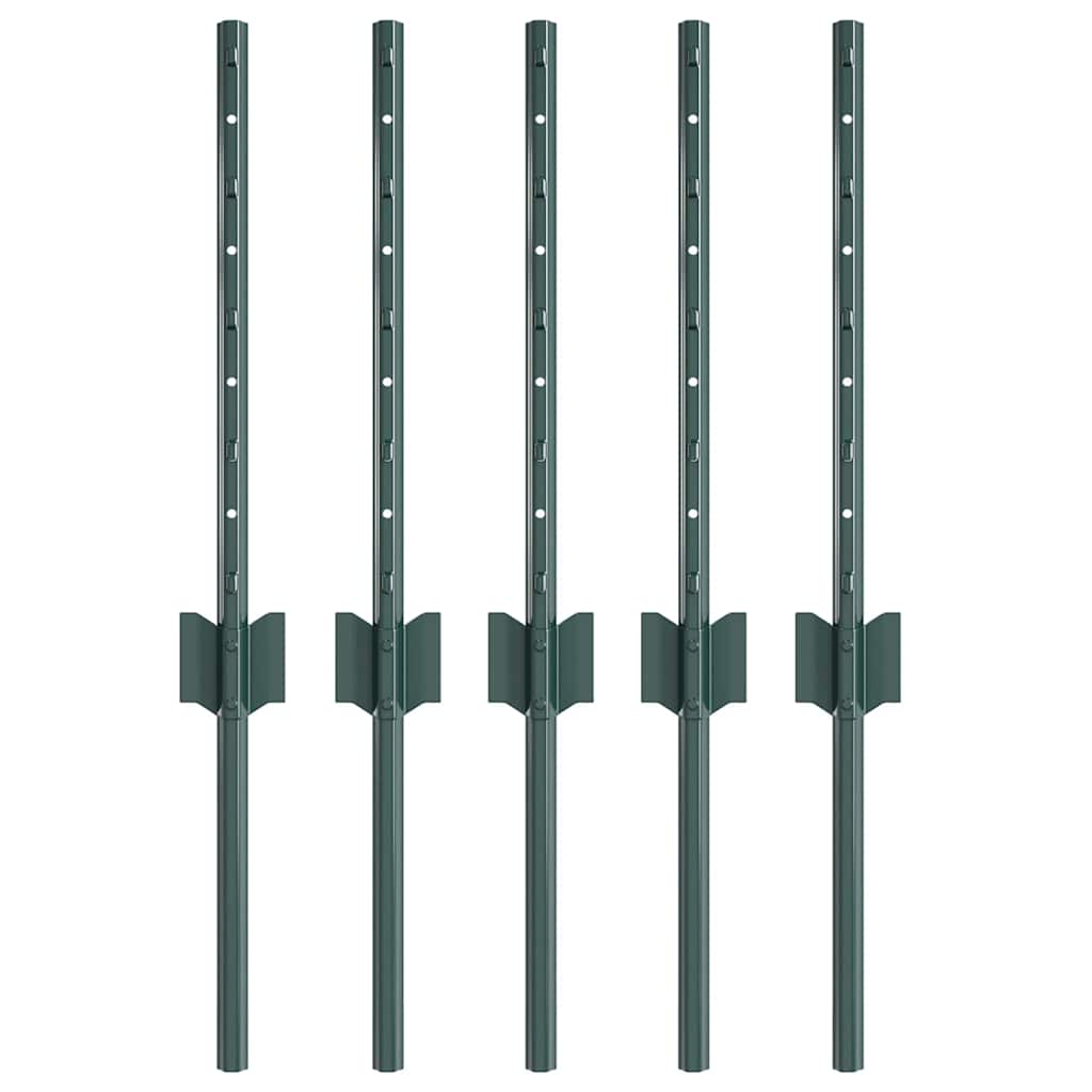 Vidaxl afrasteringspaal 5 pcs groen 80 cm staal