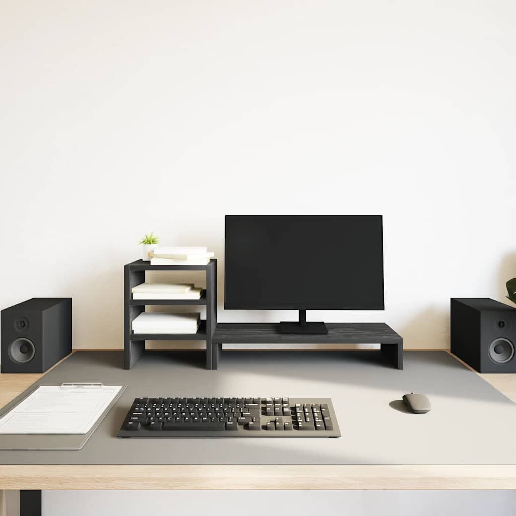 Vidaxl monitorstandaard met bureau-organizer, zwart eikenhout