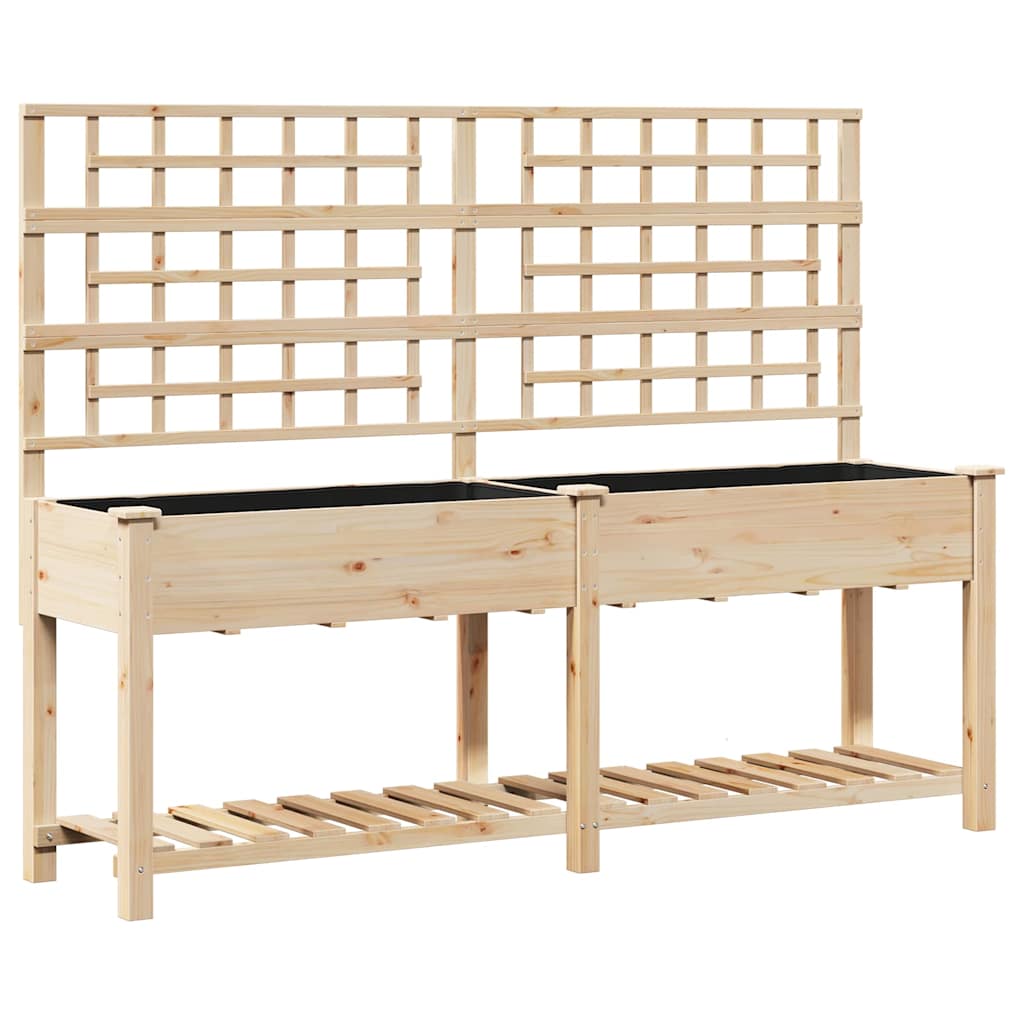 Vidaxl tuin bloempot beige 203,5 x 54 x 152,5 cm massief vurenhout