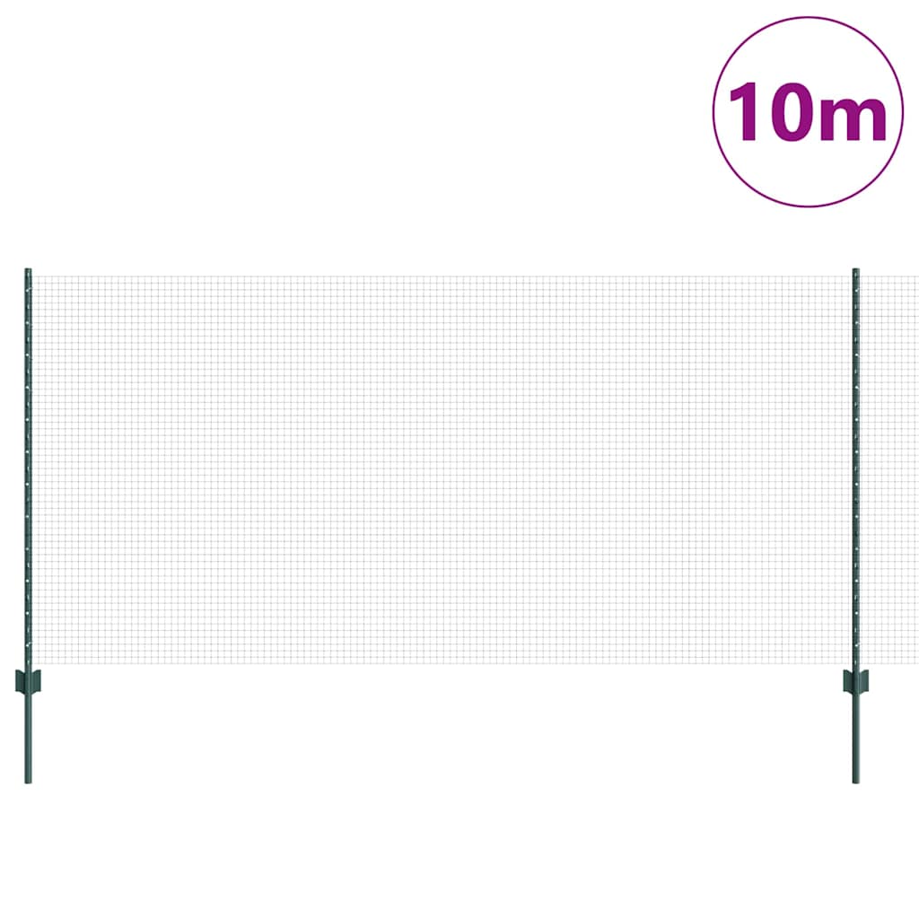 Vidaxl hek met paal groen 1,2 x 10 m staal en pvc