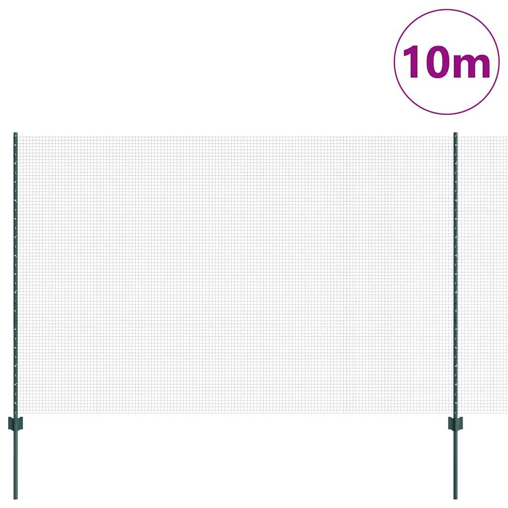 Vidaxl hek met paal groen 1,5 x 10 m staal en pvc