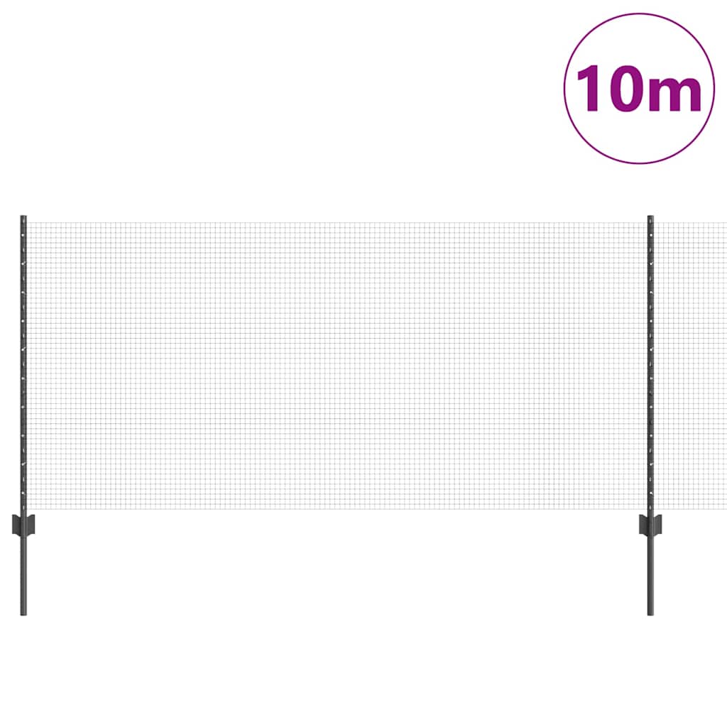 Vidaxl hek met paal grijs 1 x 10 m staal