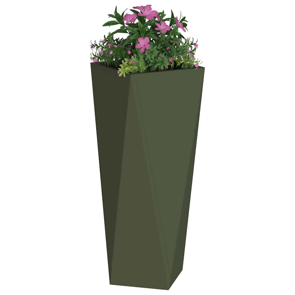 Vidaxl plantenbak 2 pcs olijf groen 30 x 30 x 75 cm staal