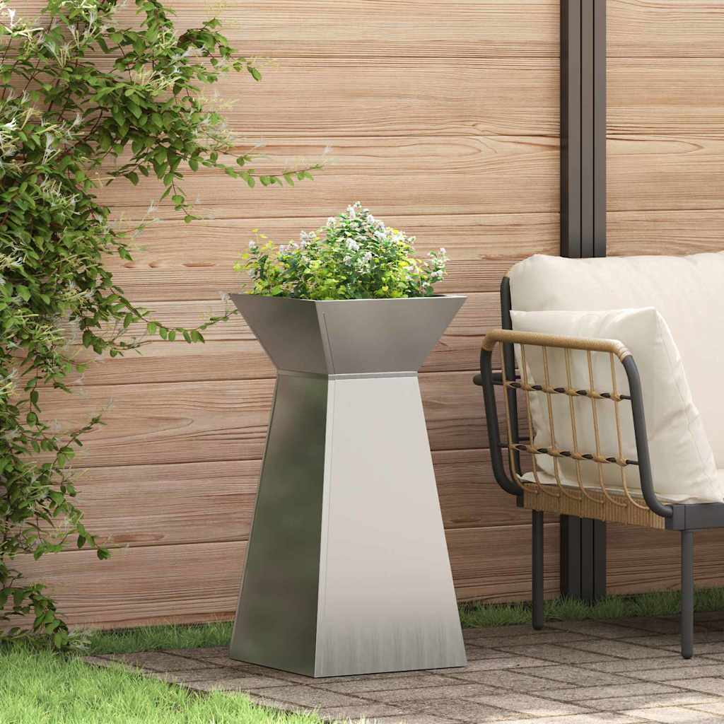 Vidaxl pilaar plantenbak zilver 35 x 35 x 73 cm