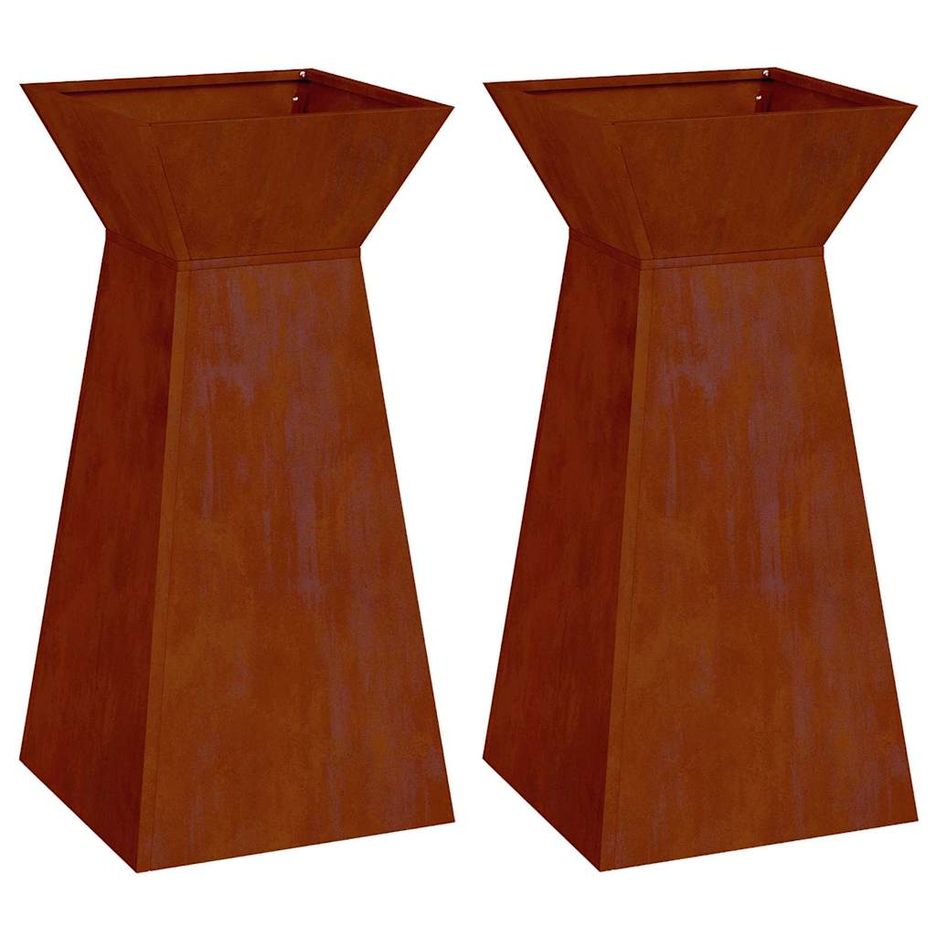 Vidaxl pilaar plantenbak 2 pcs zilver 35 x 35 x 73 cm
