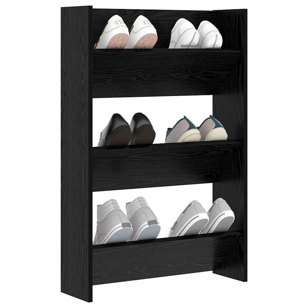 Vidaxl schoenenkast met plank zwart eiken 60 x 18 x 90 cm bewerkt hout