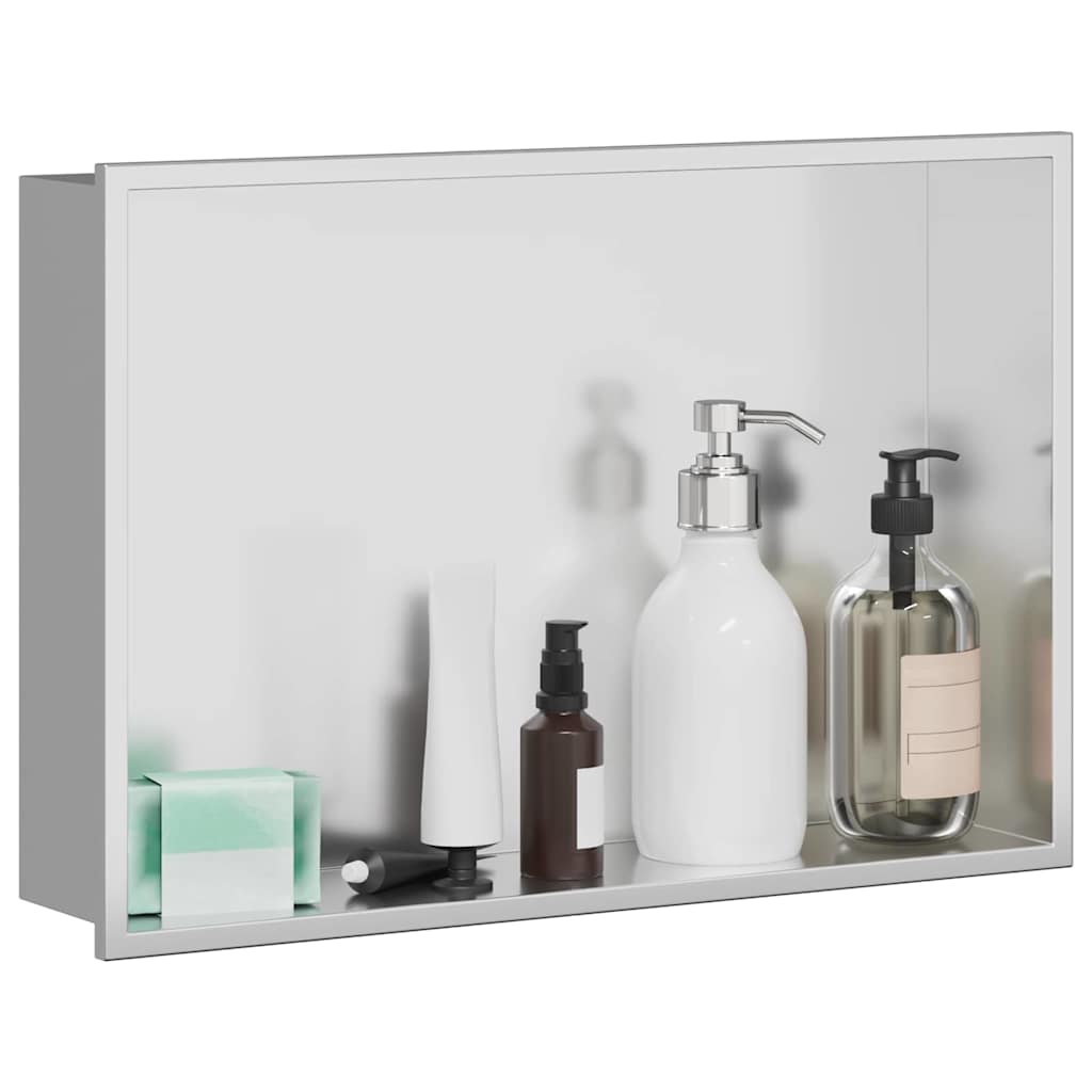 Vidaxl douche niche zilver 45 x 30 x 9,5 cm roestvrij staal