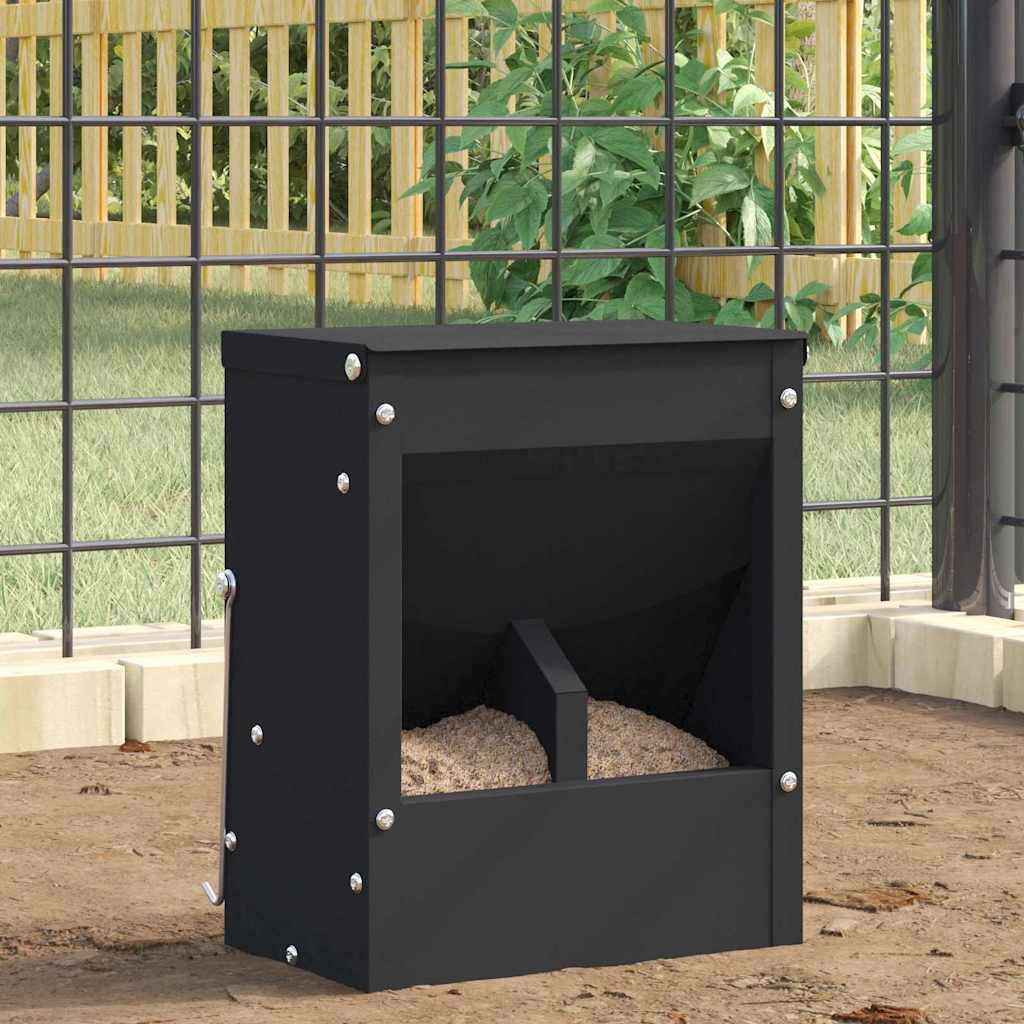 Vidaxl konijnenvoer zwart 20 x 12,5 x 25 cm koudgewalst staal