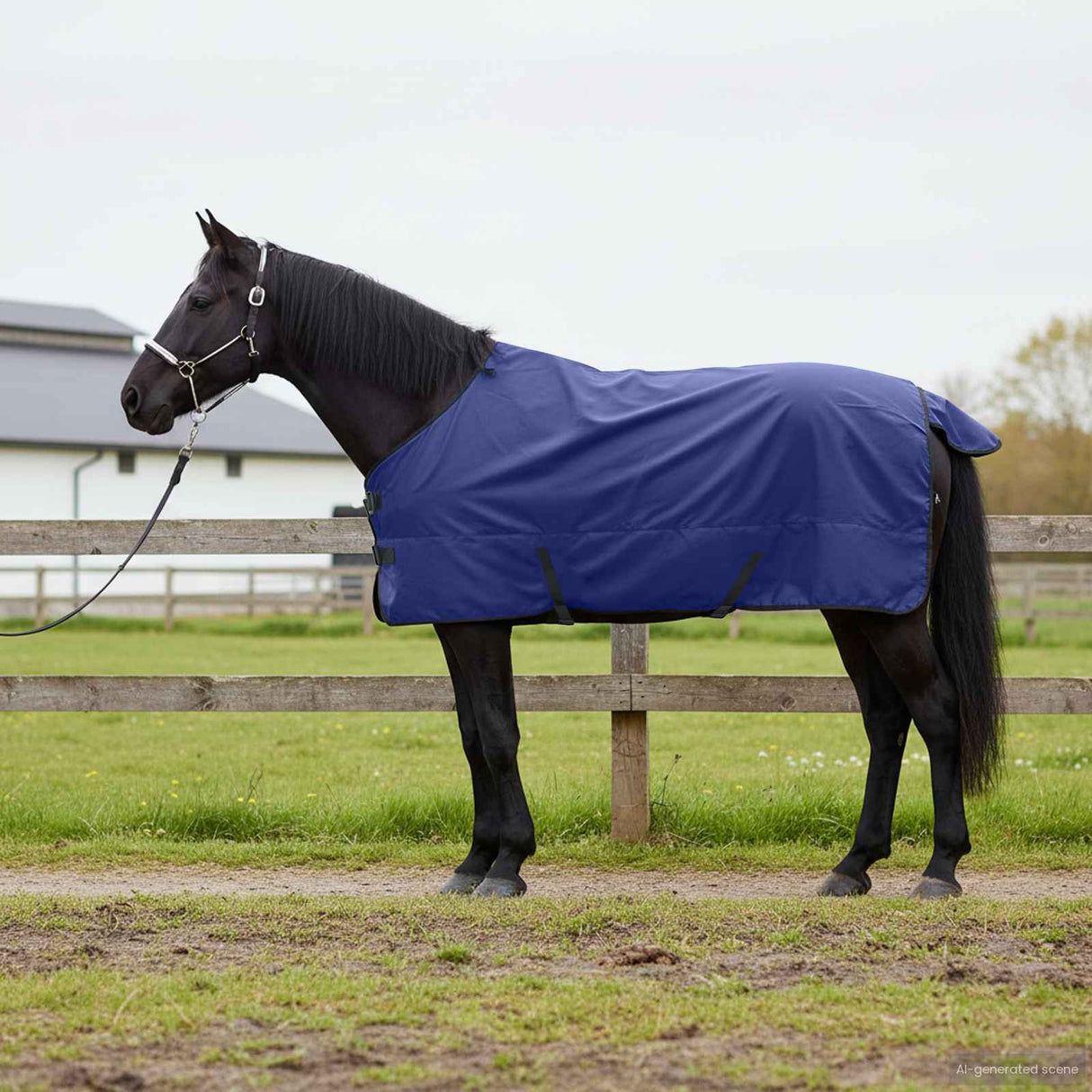 Vidaxl paardendeken donkergroen en zwart 95 cm polyester