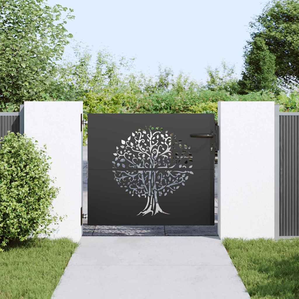 Vidaxl tuinpoort met slot zwart 85 x 100 cm poedergecoat staal