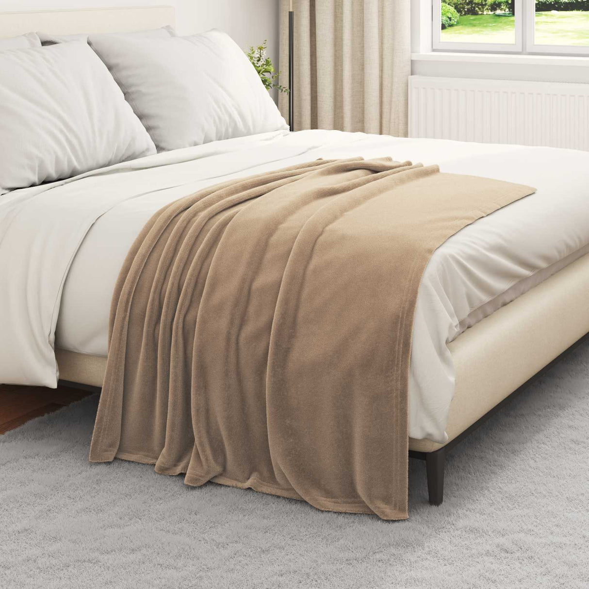 Vidaxl gooi deken kameel 130 x 150 cm fleece