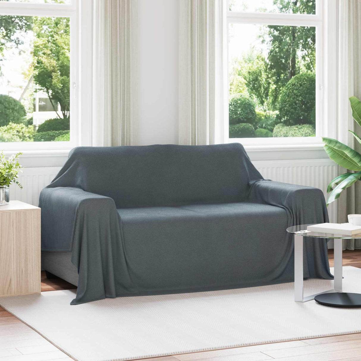 Vidaxl gooi deken donkergrijs 280 x 210 cm fleece
