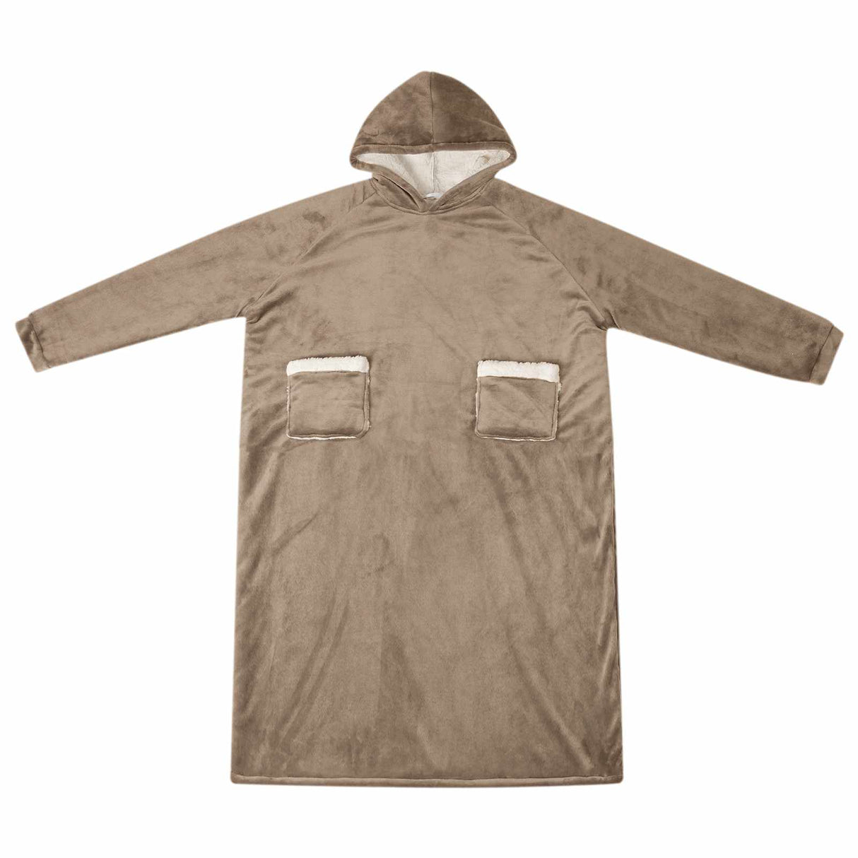 Vidaxl deken hoodie kameel l fleece en flanel