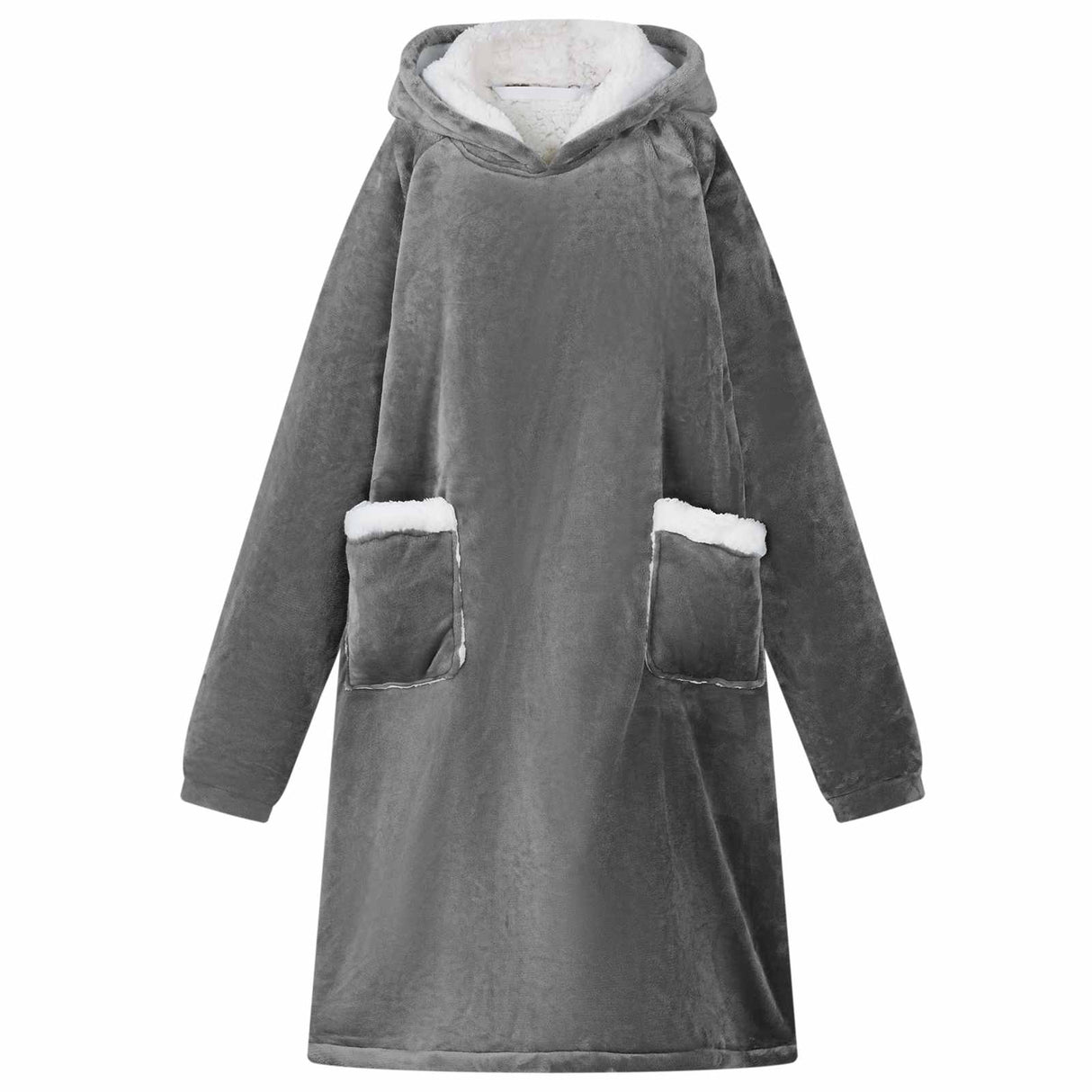 Vidaxl deken hoodie donkergrijs l fleece en flanel