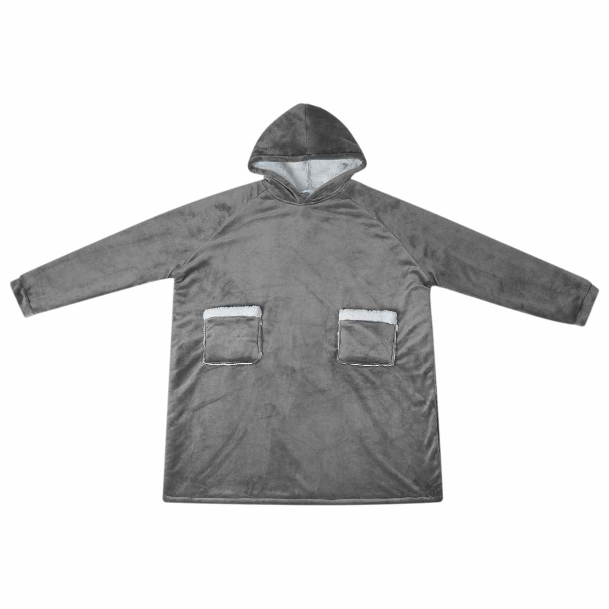 Vidaxl deken hoodie donkergrijs l fleece en flanel