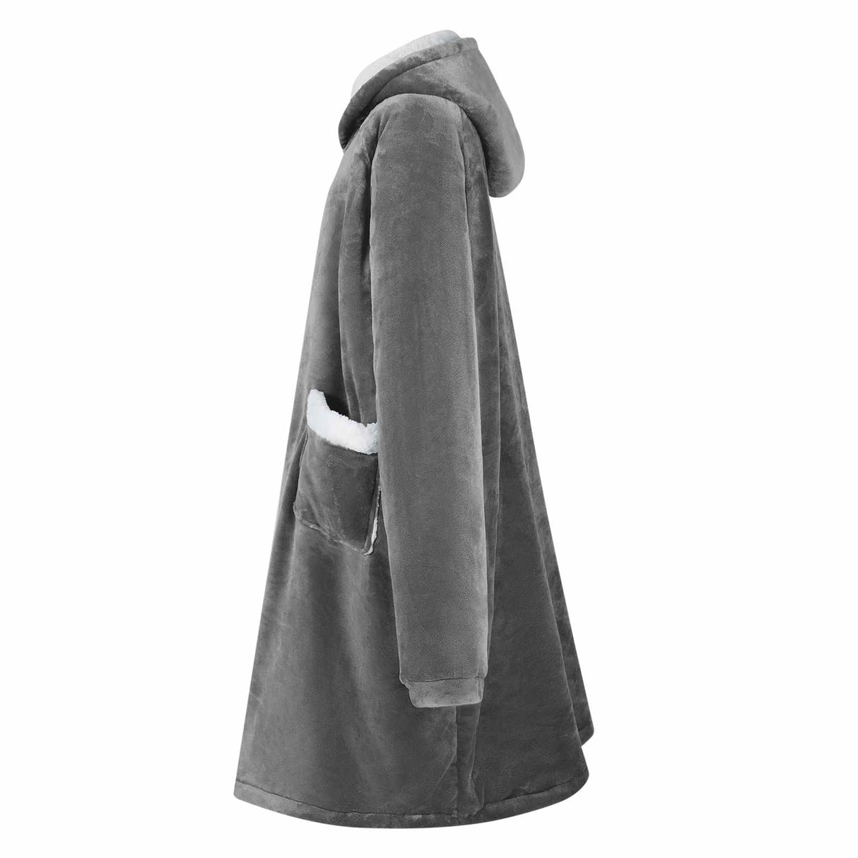 Vidaxl deken hoodie donkergrijs l fleece en flanel