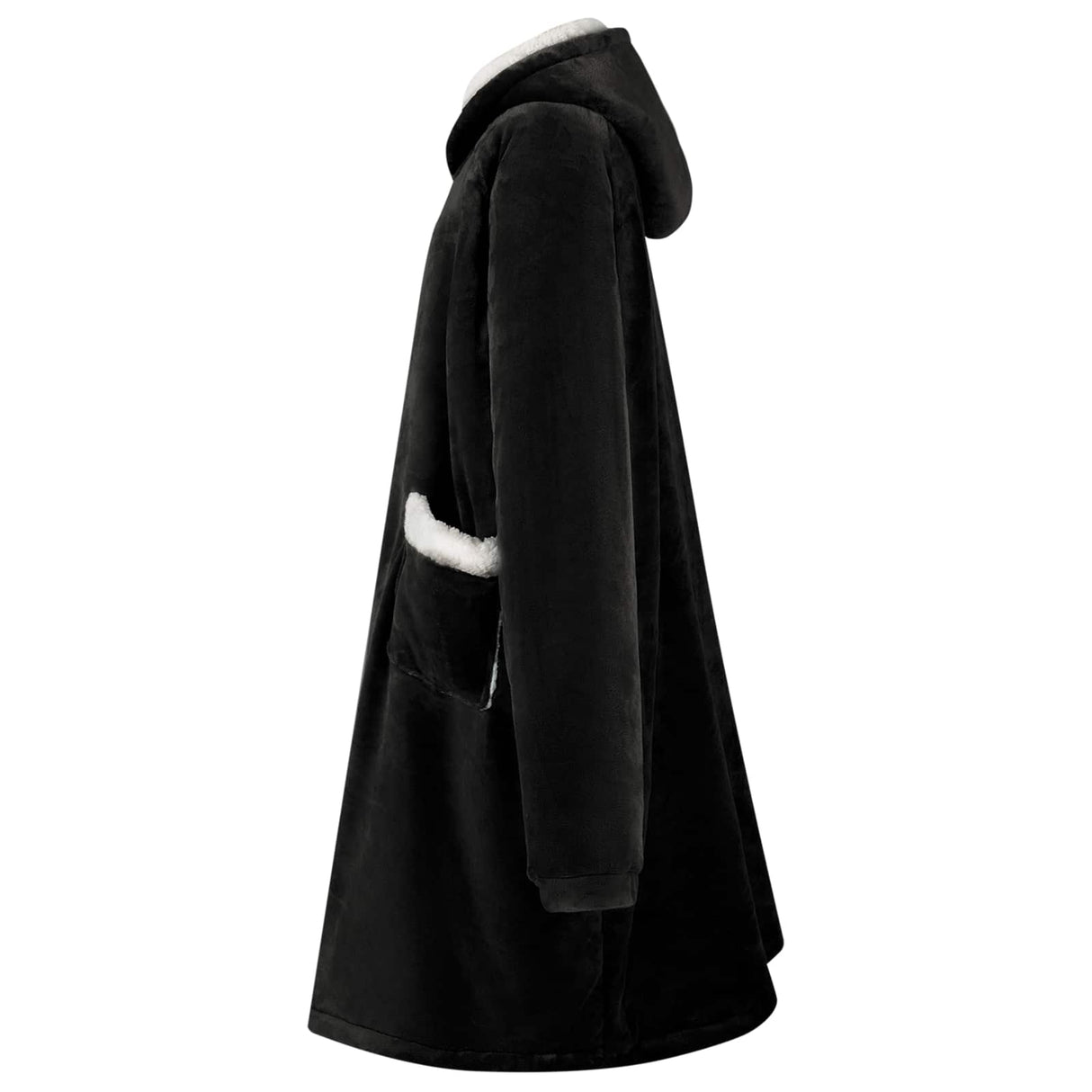 Vidaxl deken hoodie zwart l fleece en flanel